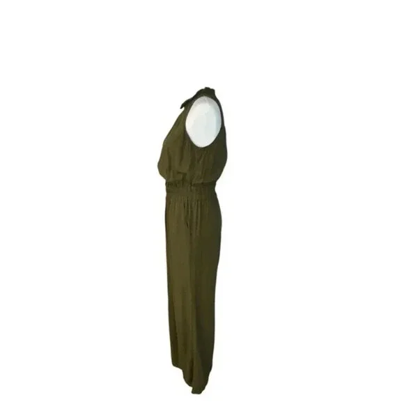 Chelsea28 Sleveless Olive Green Wide Leg Crop Jumpsuit - Picture 5 of 8